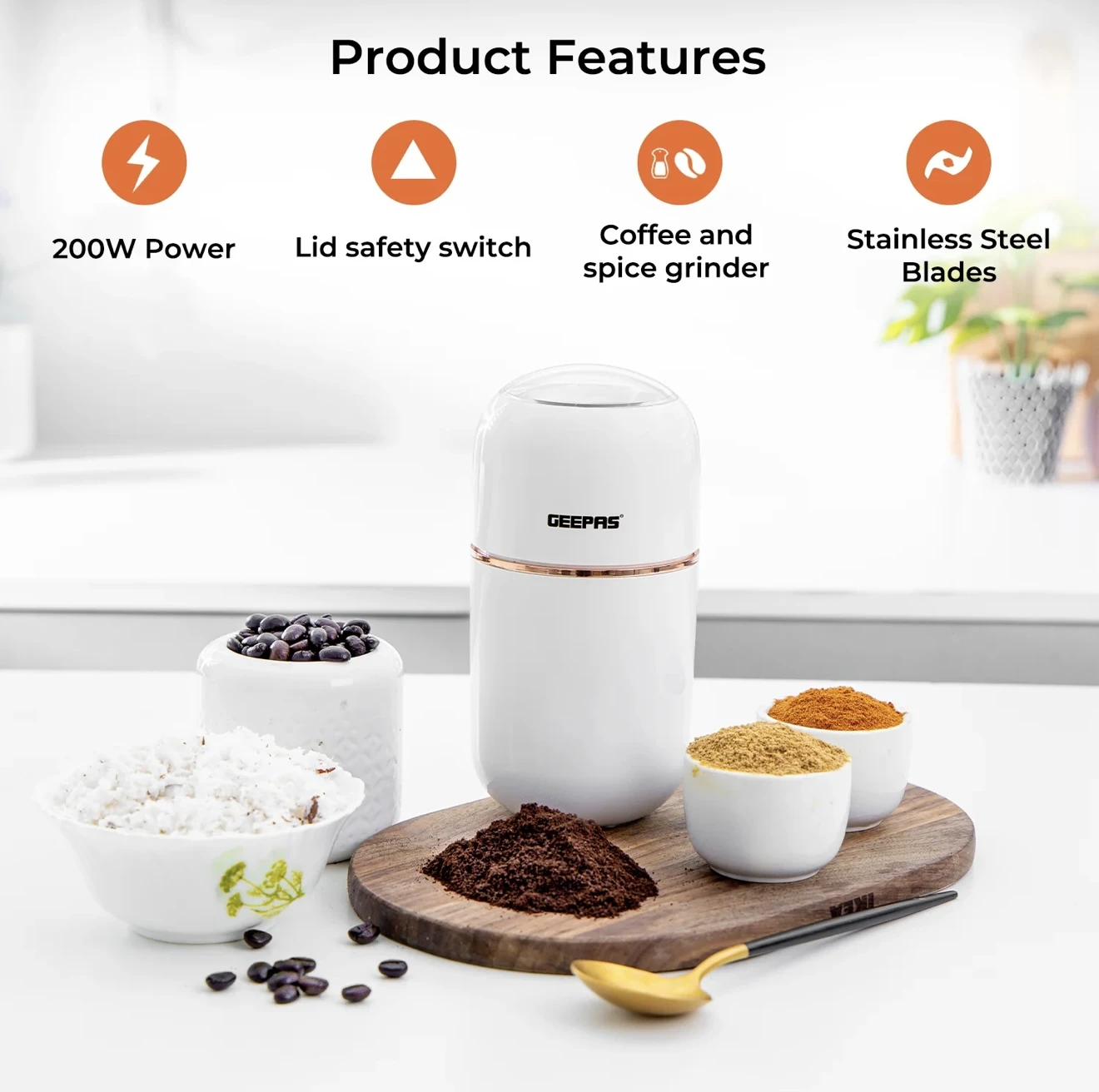 GEEPAS COFFEE GRINDER (white)