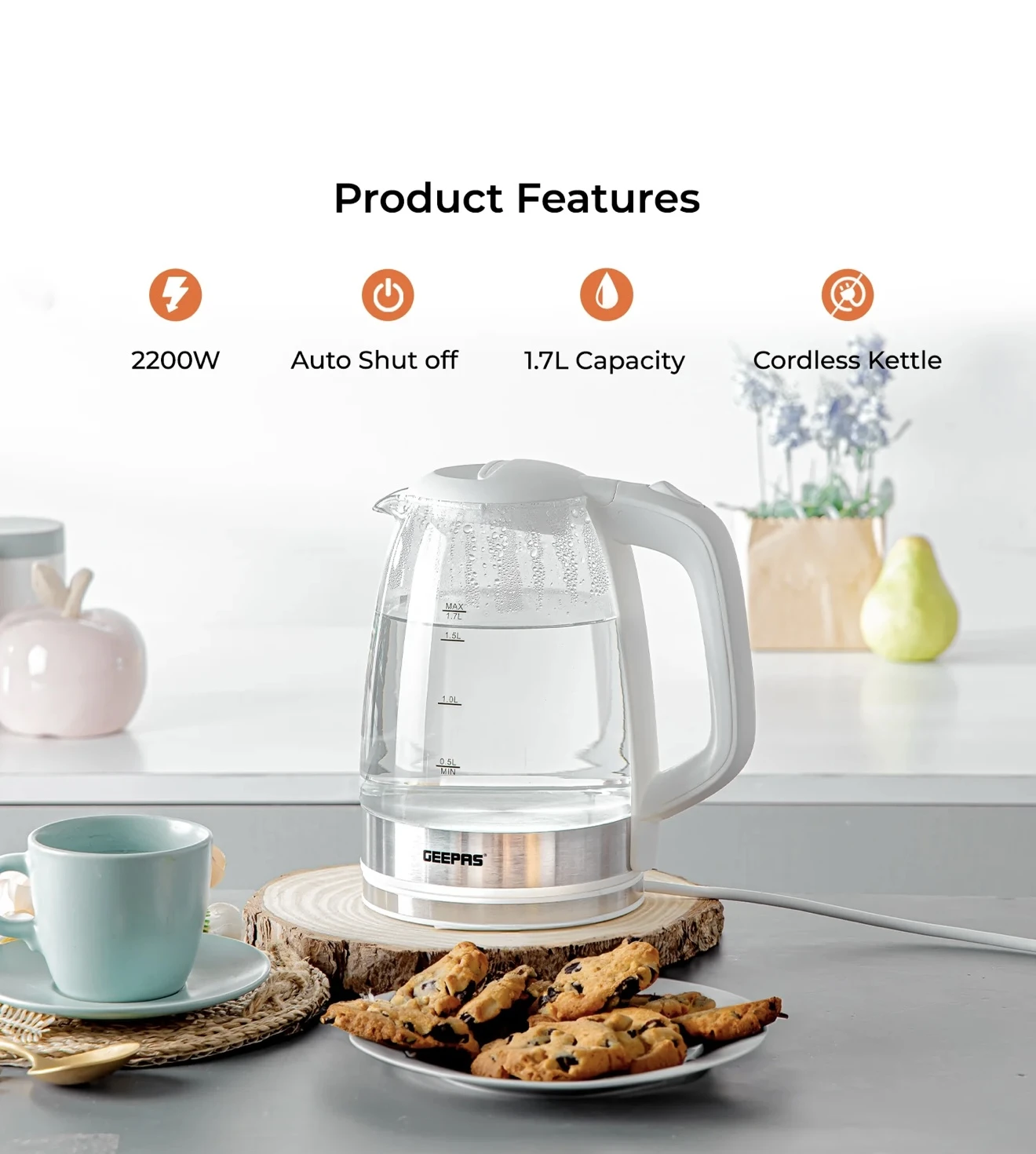 GEEPAS GLASS KETTLE