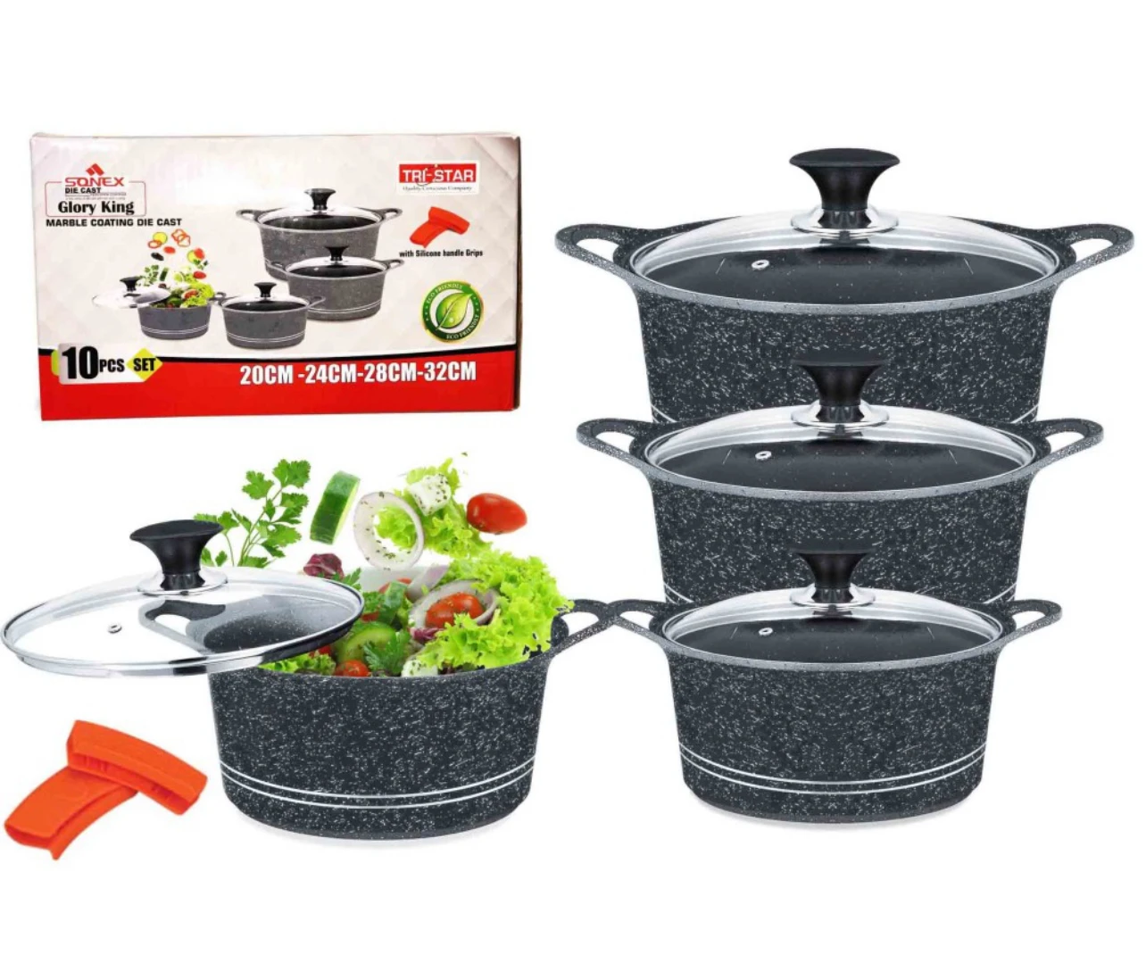 Sonex Die-Cast Marble Coating 10-Piece Cookware Set
