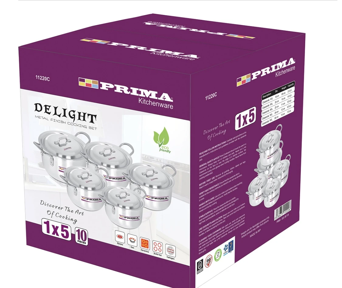 DELIGHT Metal Cooking Set with Lids– 5-Piece (18cm-26cm)