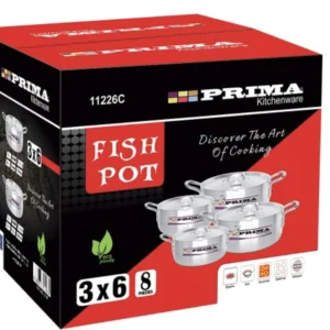 8-Piece Fish Pot Cooking Set with Lids (22cm-28cm)