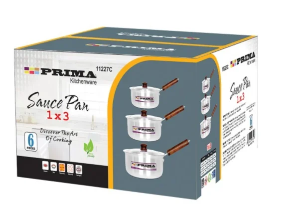 prima 6pc SAUCE PAN WITH LIDS(18cm-22cm)