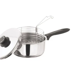 Steel Chip Pan with Lid & Wire Basket(20CM)