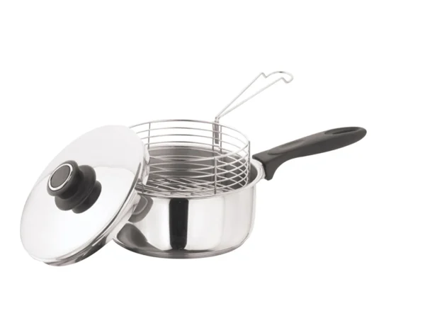 Steel Chip Pan with Lid & Wire Basket(20CM)
