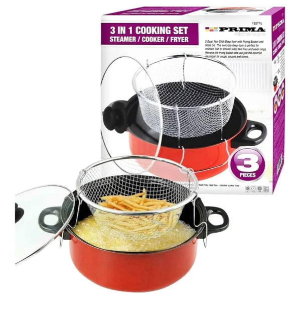 Prima 3-in-1 Cooking Set – Steamer, Cooker & Fryer