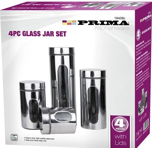 4PIECE GLASS JAR SET