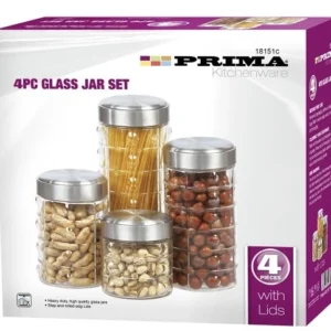 4piece glass jar set oval