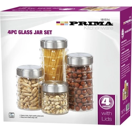 4piece glass jar set oval