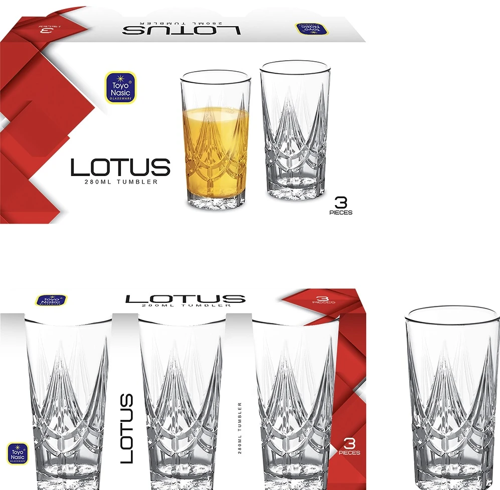 LOTUES TUMBLER 280ML 3GLASSES