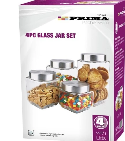 4GLASS JAR SET SQUARE