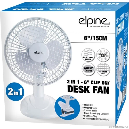 2 in 1 6″ (15cm) Clip on Desk Fan