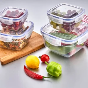 AIR TIGHT SQUARE FOOD CONTAINER SET4 (500-2000ML)
