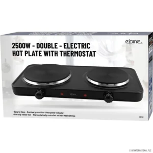 Electric Hot Plate with Thermostat (Double-Black)