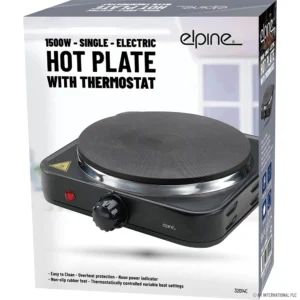 Electric Hot Plate with Thermostat (Single-Black)