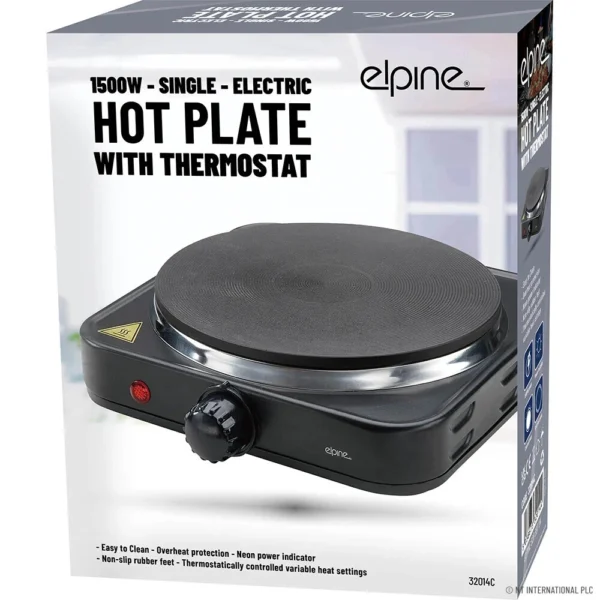 Electric Hot Plate with Thermostat (Single-Black)